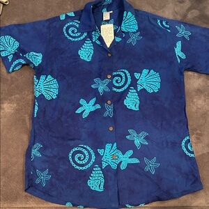 Bali Batiks Blue Patterned Women’s Shirt
